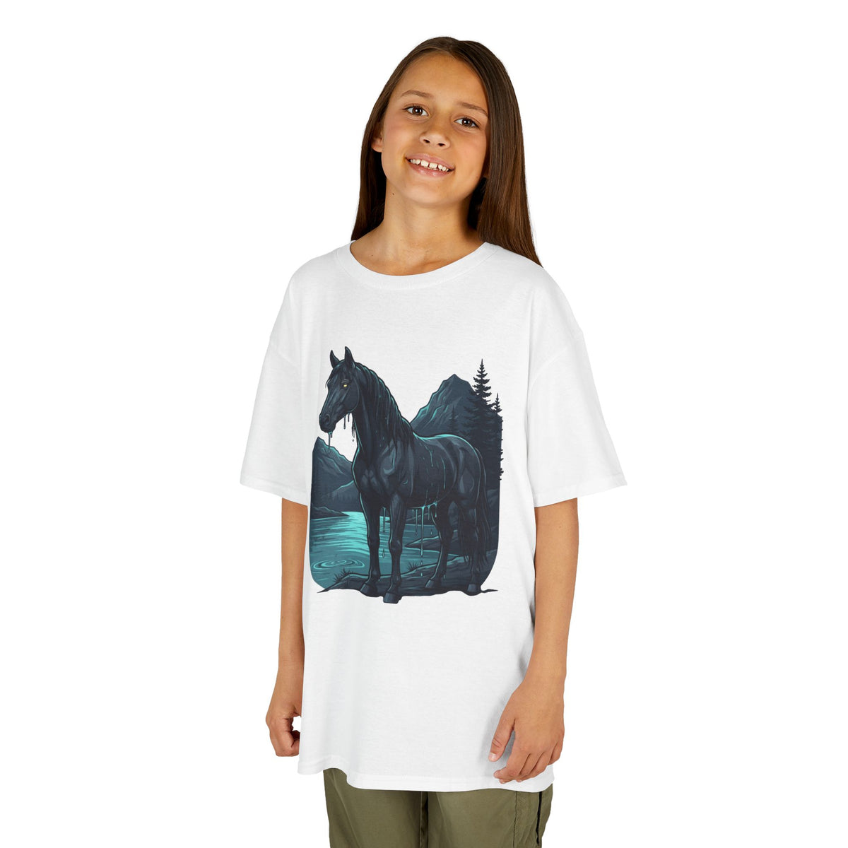 Color: White | Kelpie (Scottish Folklore) Kids Tee