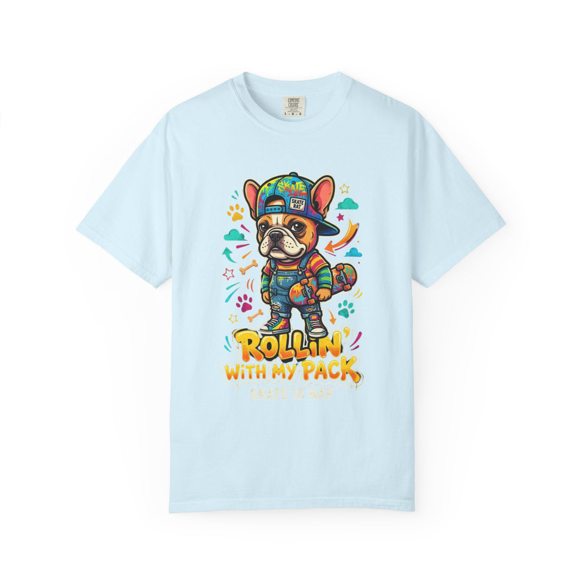 Color: Chambray | Rollin With My Pack Unisex Garment-Dyed Tee