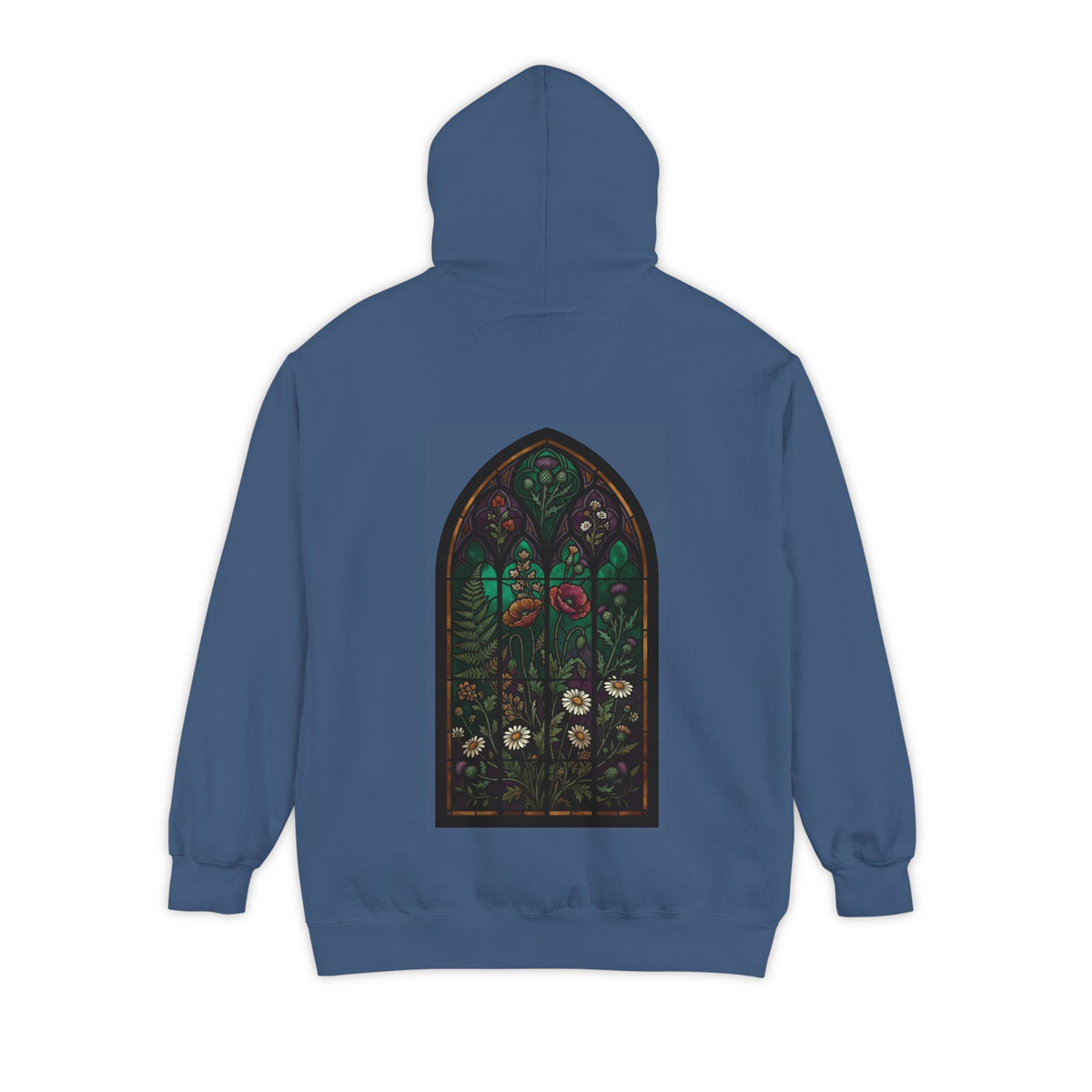 Color: True Navy | Stained Glass Floral Garment-Dyed Hoodie