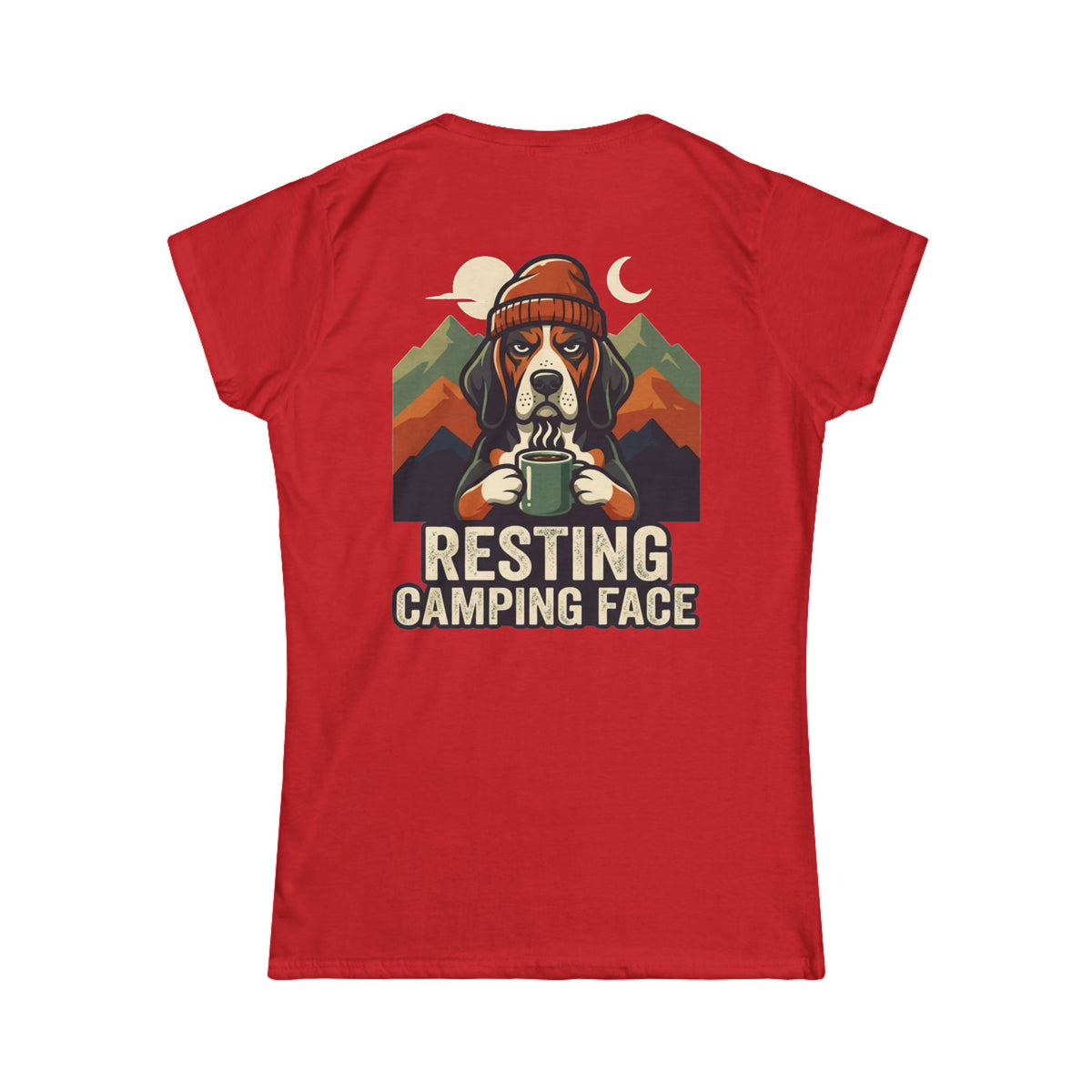 Color: Red | Resting Camping Face Women's Tee