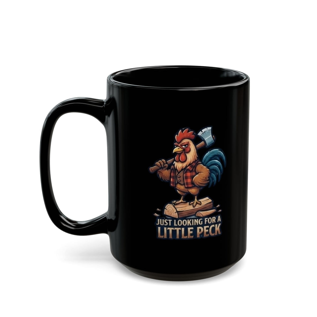 "Looking For A Little Peck" Black Ceramic Mug