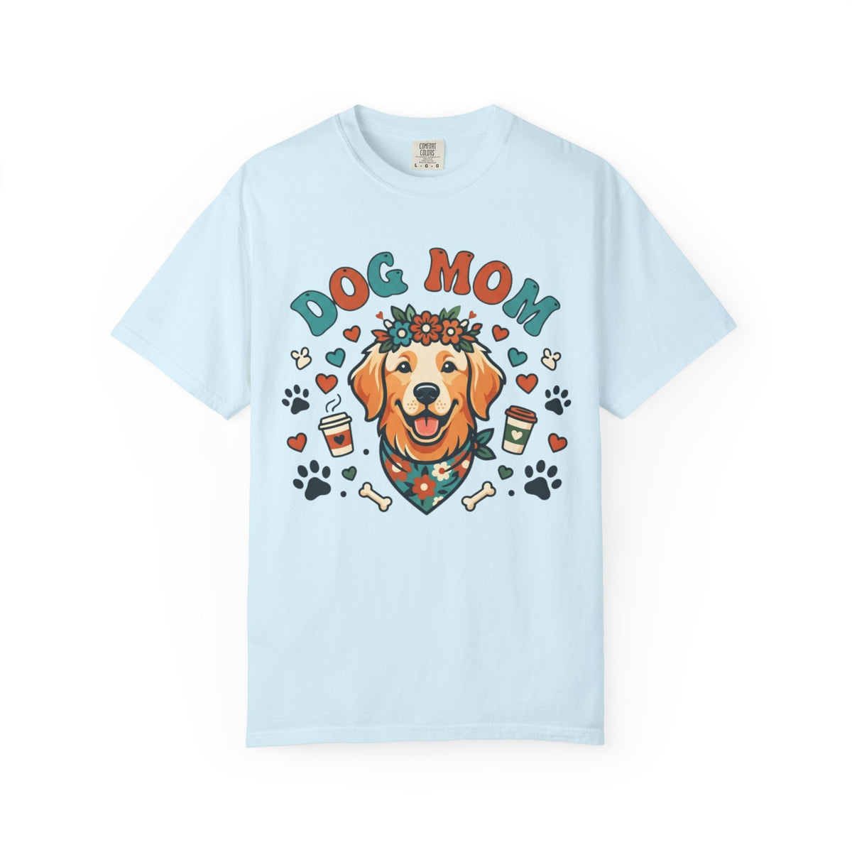 Color: Chambray | Dog Mom Unisex Garment-Dyed Tee