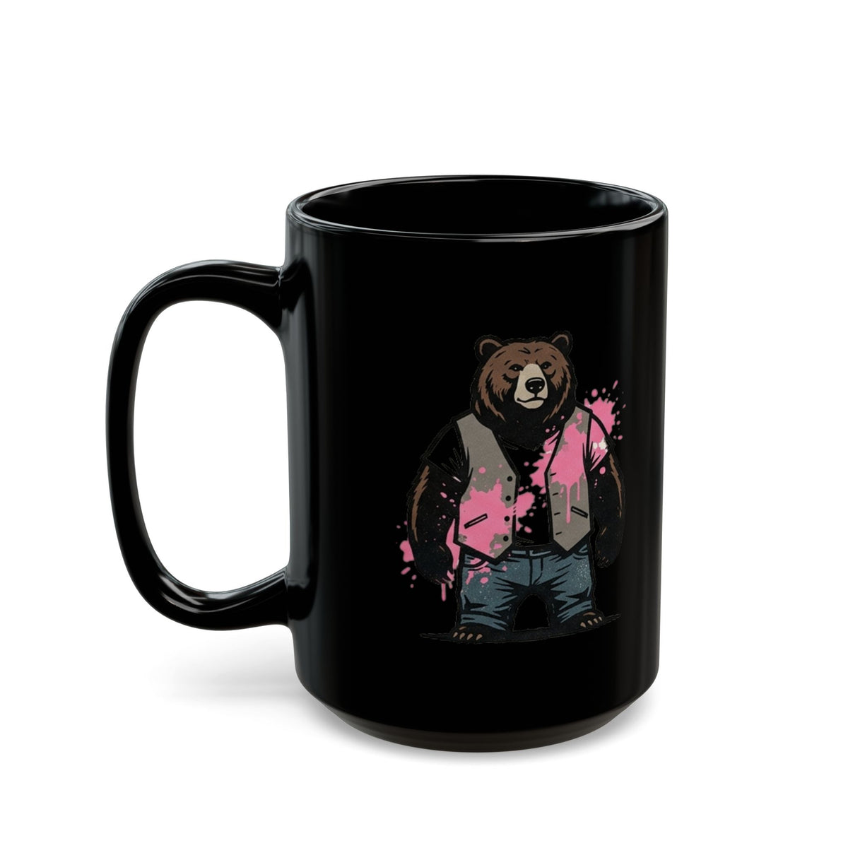 "Real Men Eat Pink" Black Ceramic Mug — Graphic