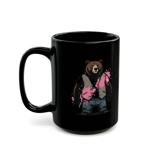 "Real Men Eat Pink" Black Ceramic Mug — Graphic