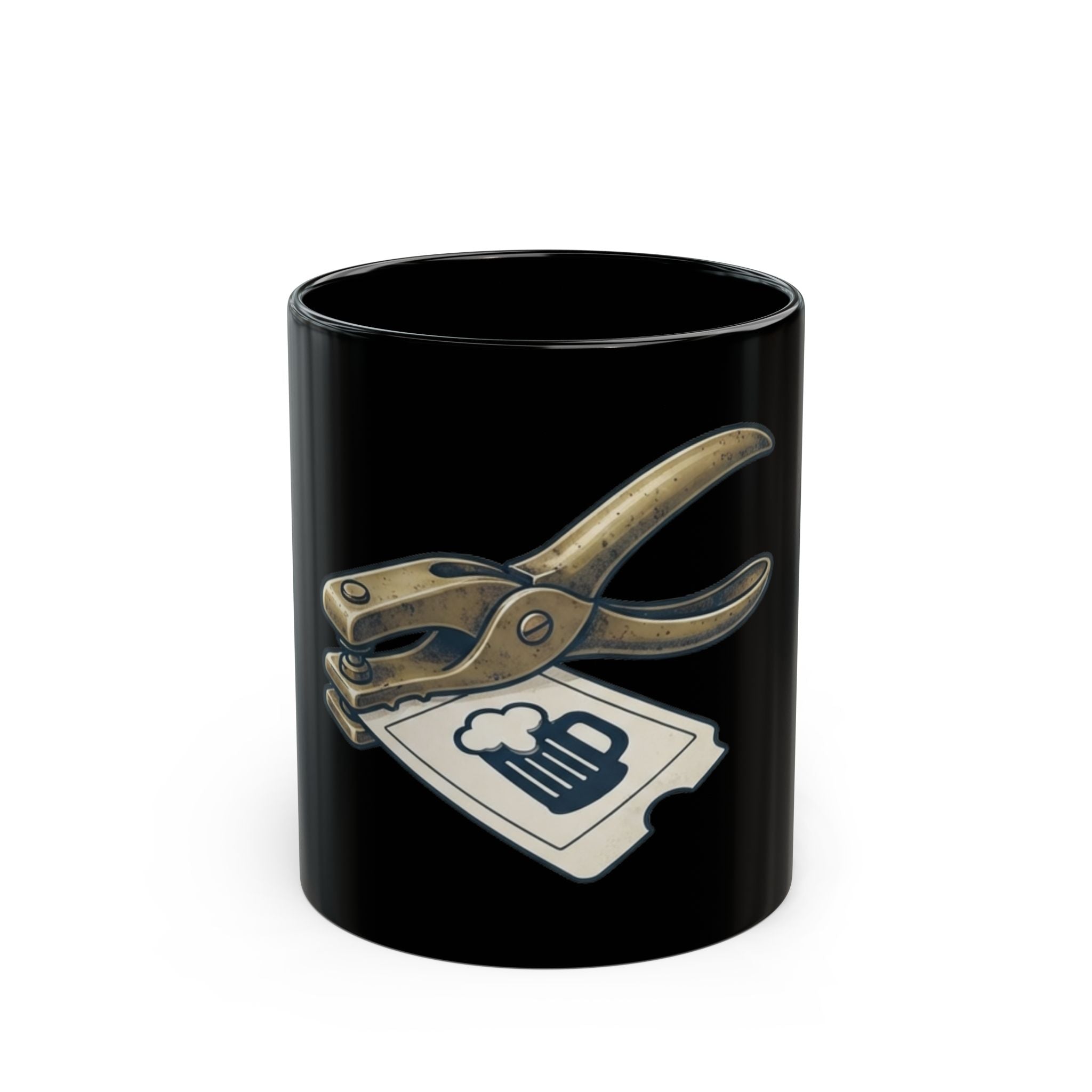 "One-Way Ticket Brewery" Black Ceramic Mug — Graphic