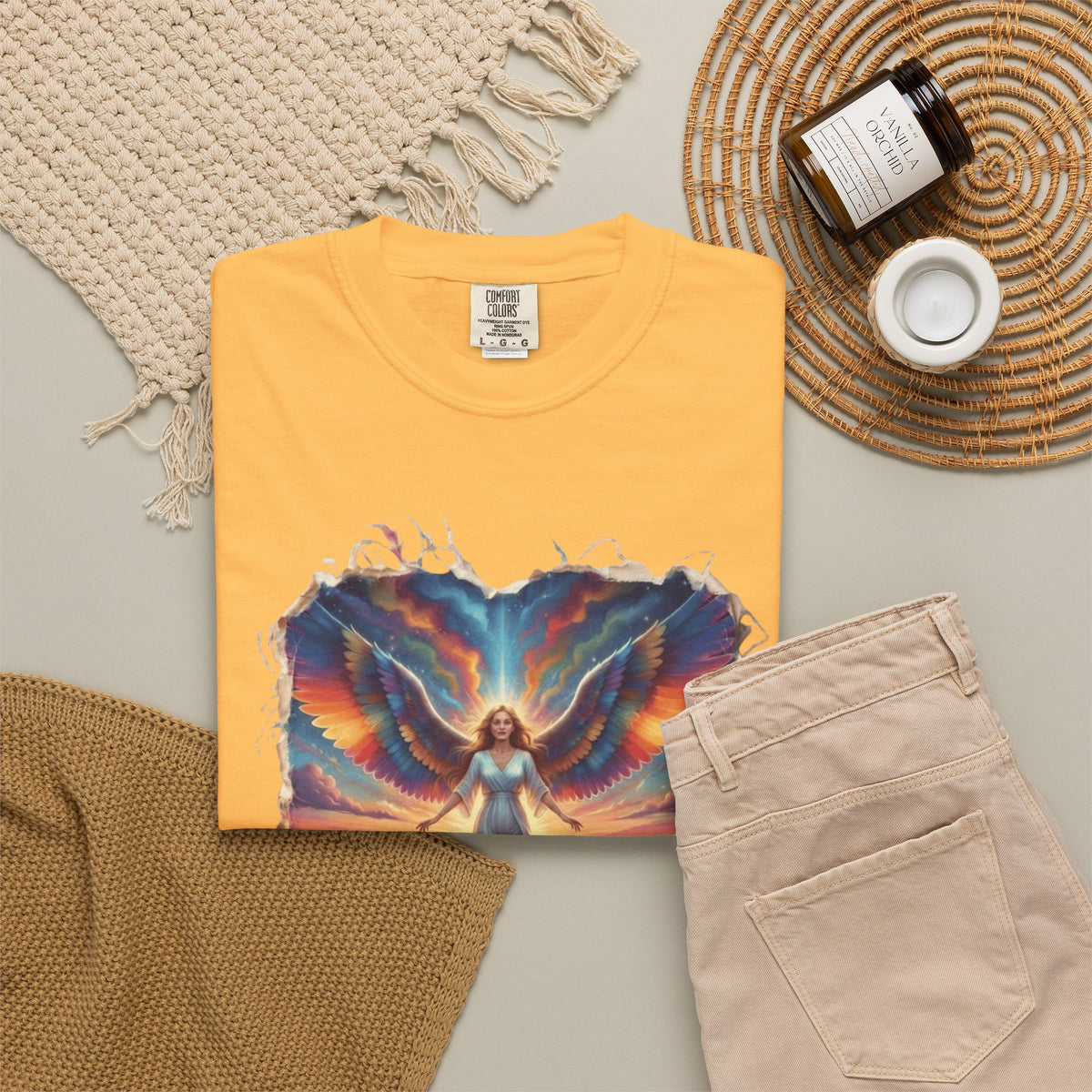 "Rainbow Angel" Unisex Garment-Dyed Tee