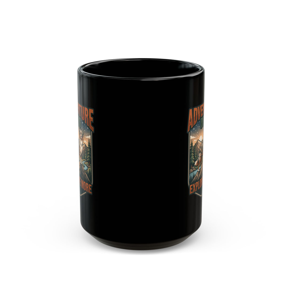 "Adventure Dog" Black Ceramic Mug