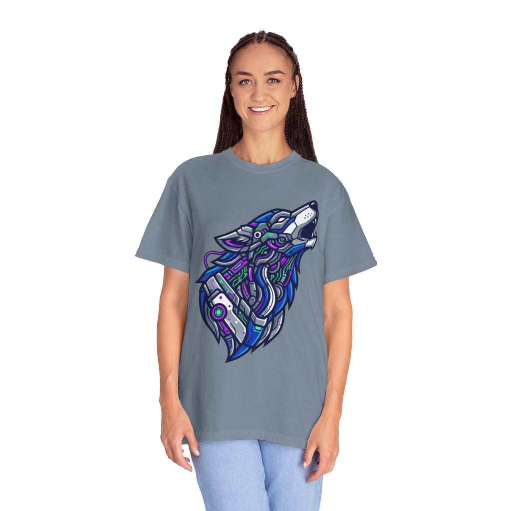 "Cyber Wolf" Unisex Garment-Dyed Tee