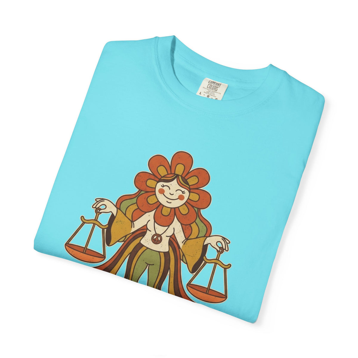 "Retro Mascot Groovy Libra" Unisex Garment-Dyed Tee