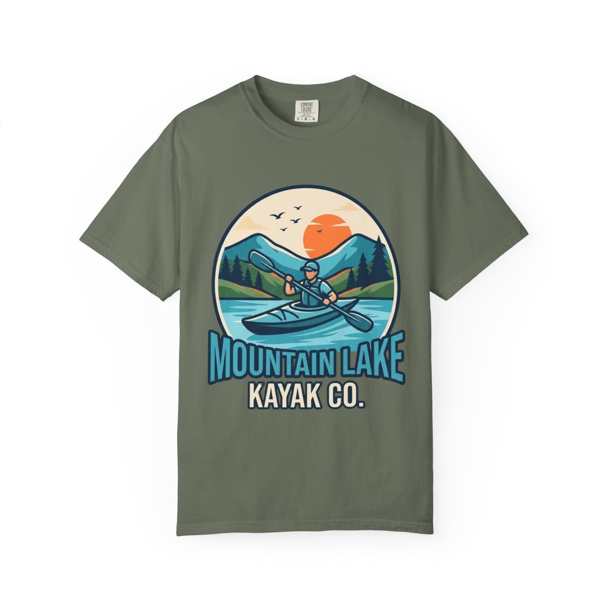 "Mountain Lake Kayak" Unisex Garment-Dyed Tee