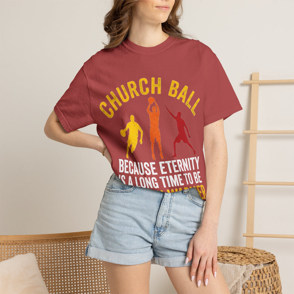 "Church Ball Bench Warmer" Unisex Garment-Dyed T-shirt