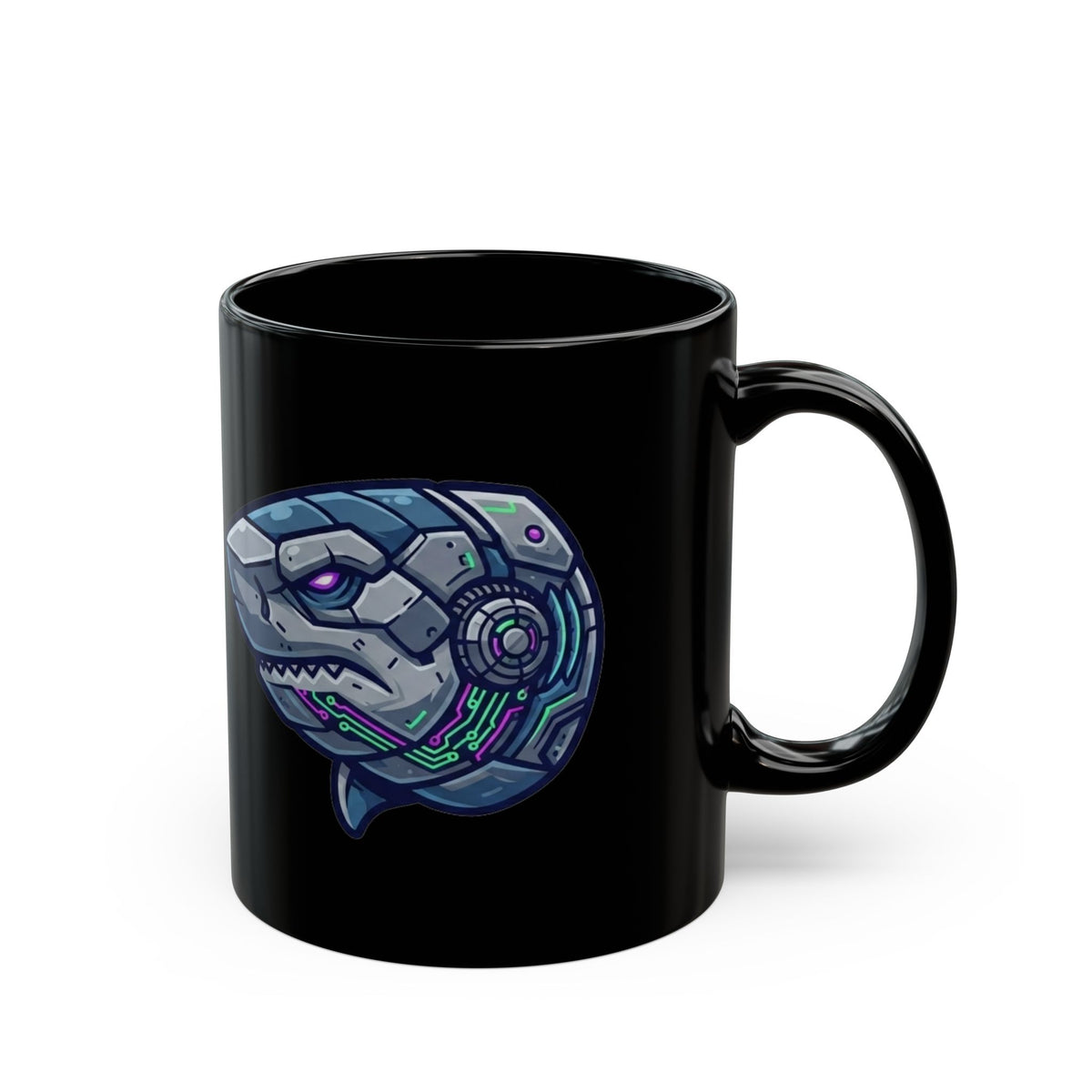 "Cyber Shark" Black Ceramic Mug — Graphic