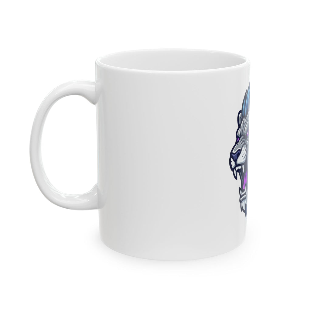 "Cyber Lion" White Ceramic Mug — Graphic