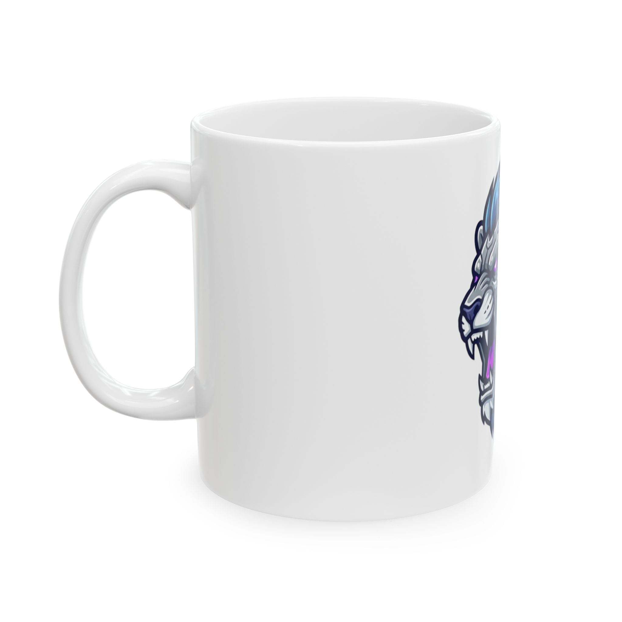 "Cyber Lion" White Ceramic Mug — Graphic