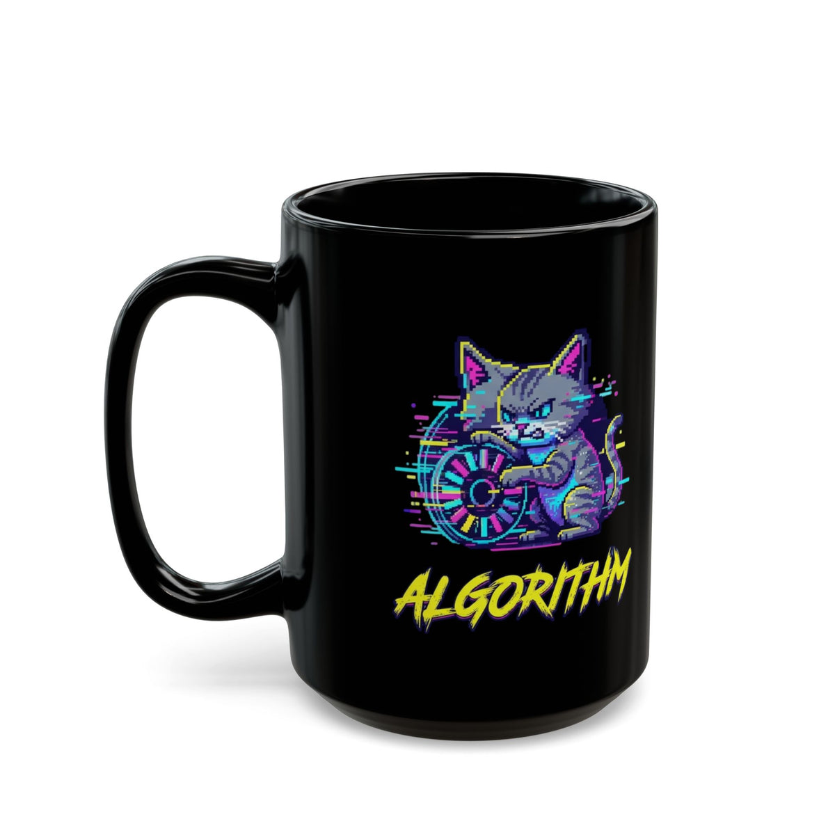 "Keep Calm And Blame The Algorithm" Black Ceramic Mug — Graphic