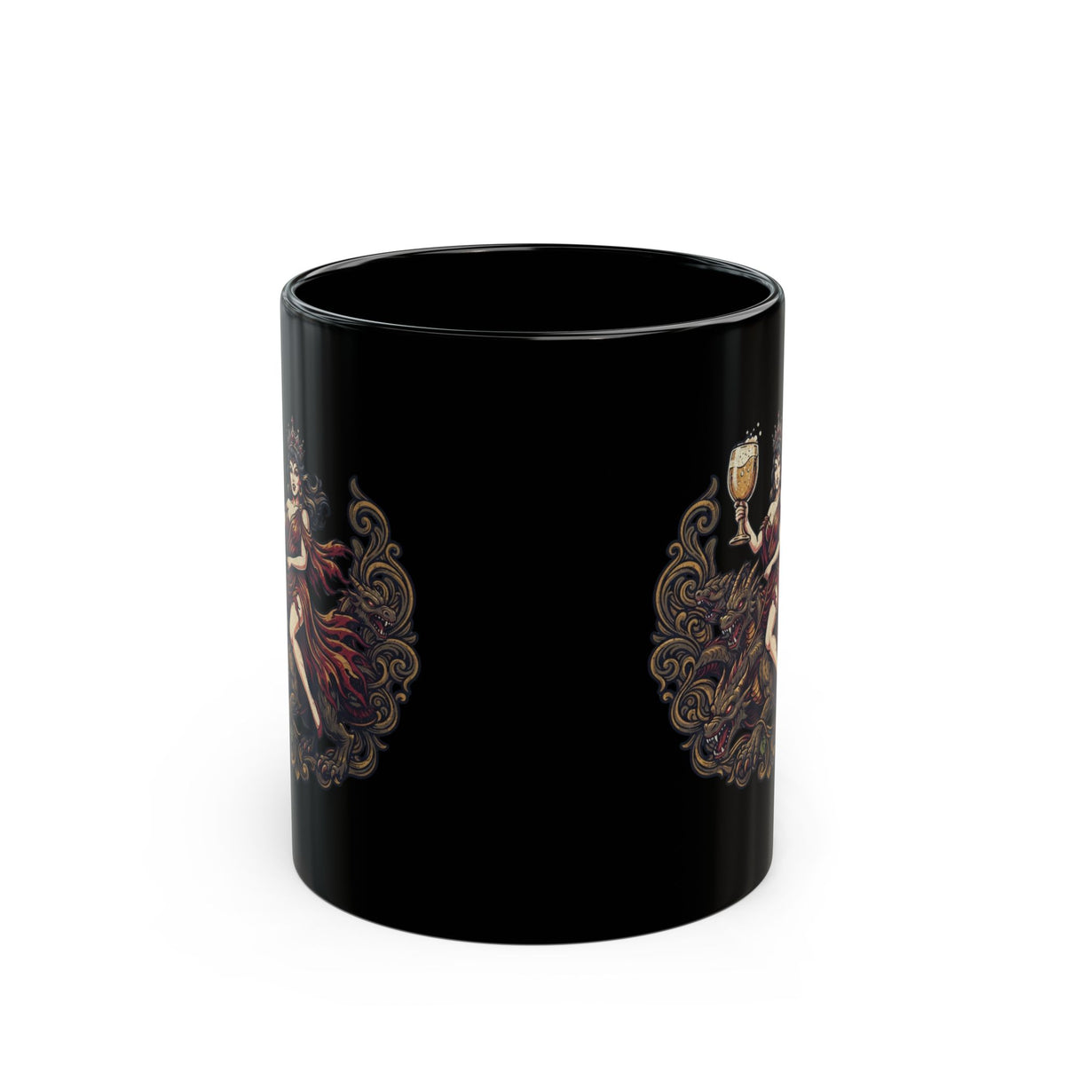"Good Book Series Whore of Babylon" Black Ceramic Mug — Graphic