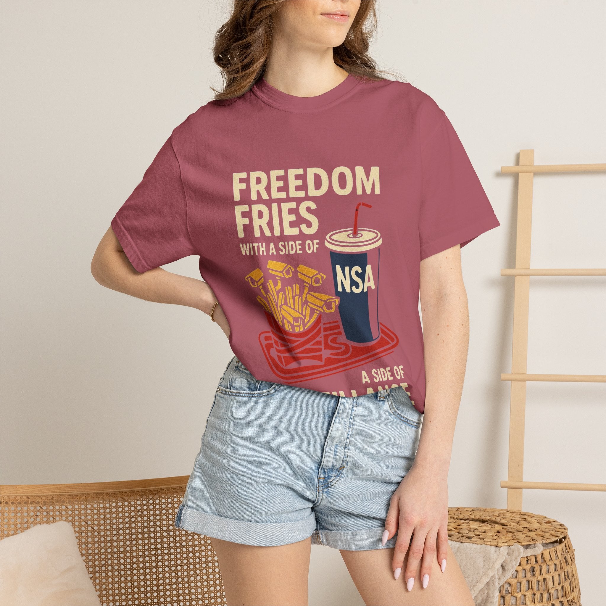 "Freedom Fries (With Extra Eyes)" Unisex Garment-Dyed T-shirt