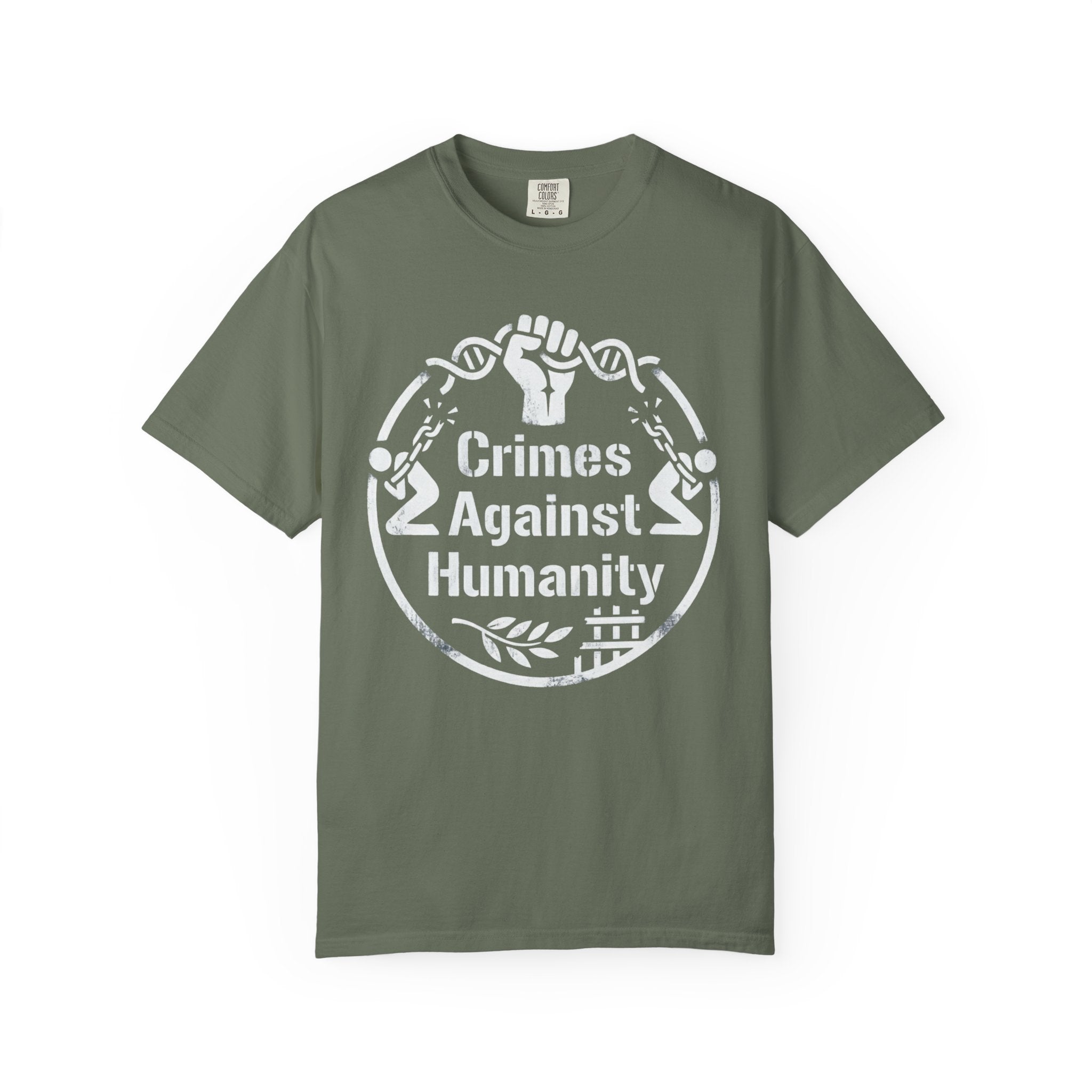 "Crimes Against Humanity" Unisex Garment-Dyed Tee