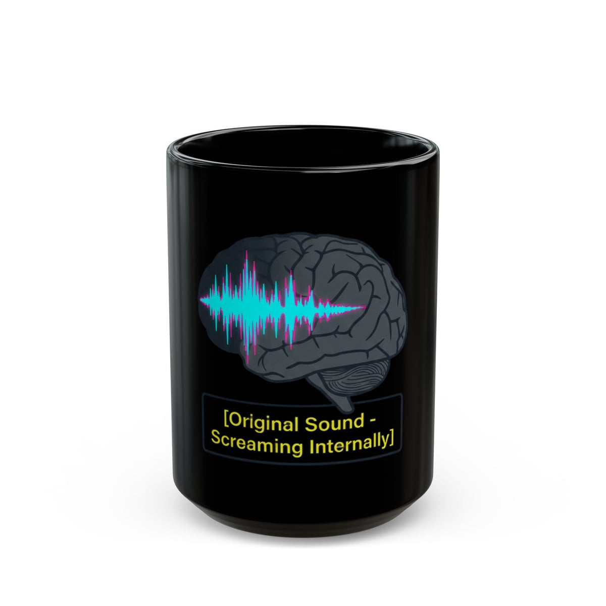 "Screaming Internally" Black Ceramic Mug