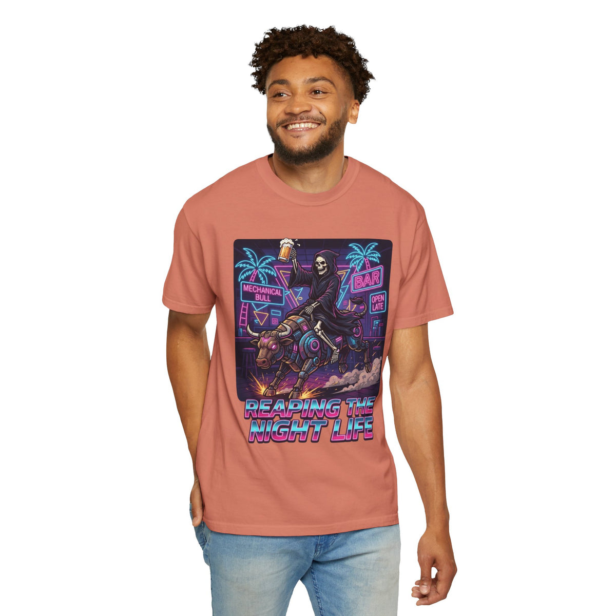 Color: Terracotta | Reaping the Night Life Unisex Garment-Dyed Tee