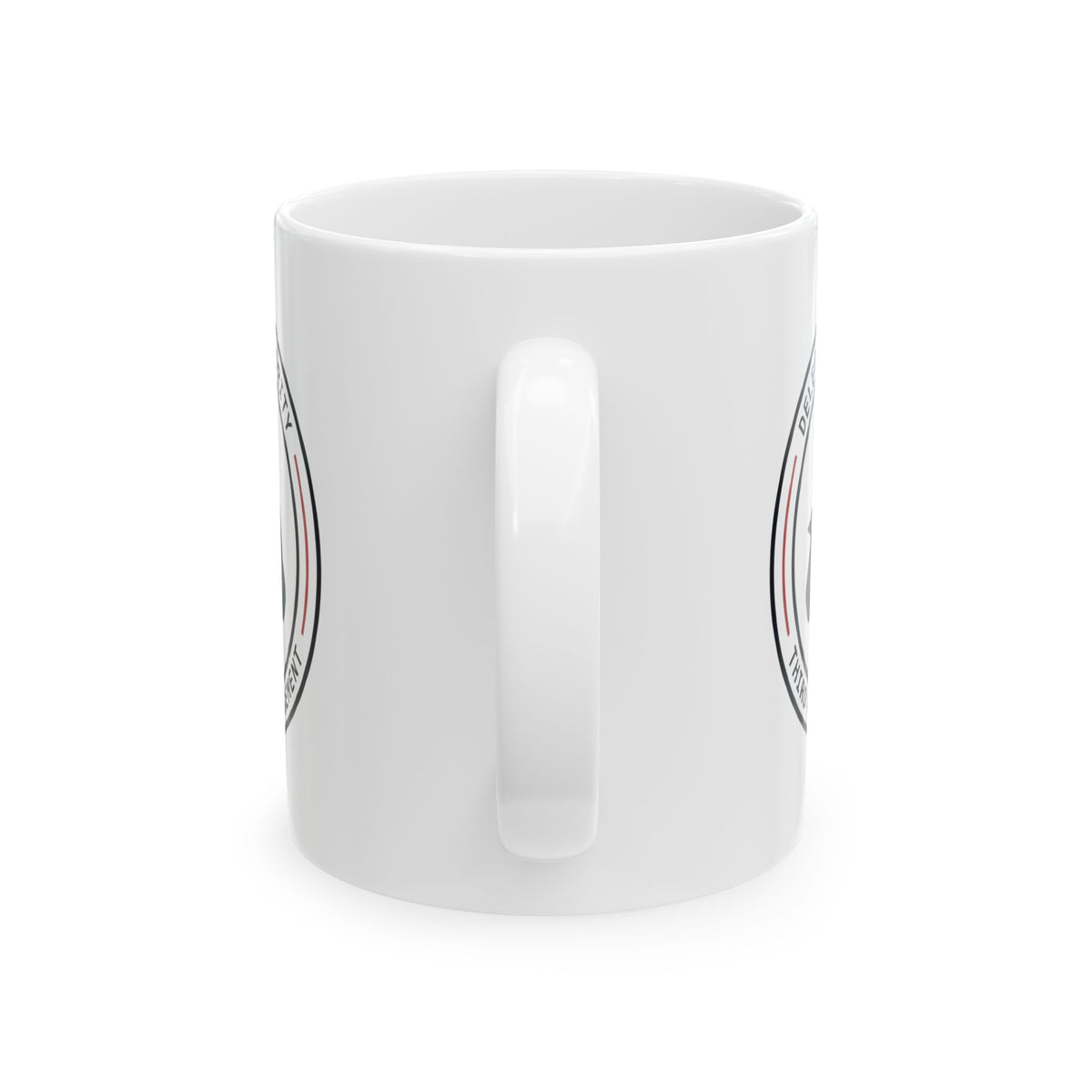 "Managed Entirely By Third Parties" White Ceramic Mug — Graphic