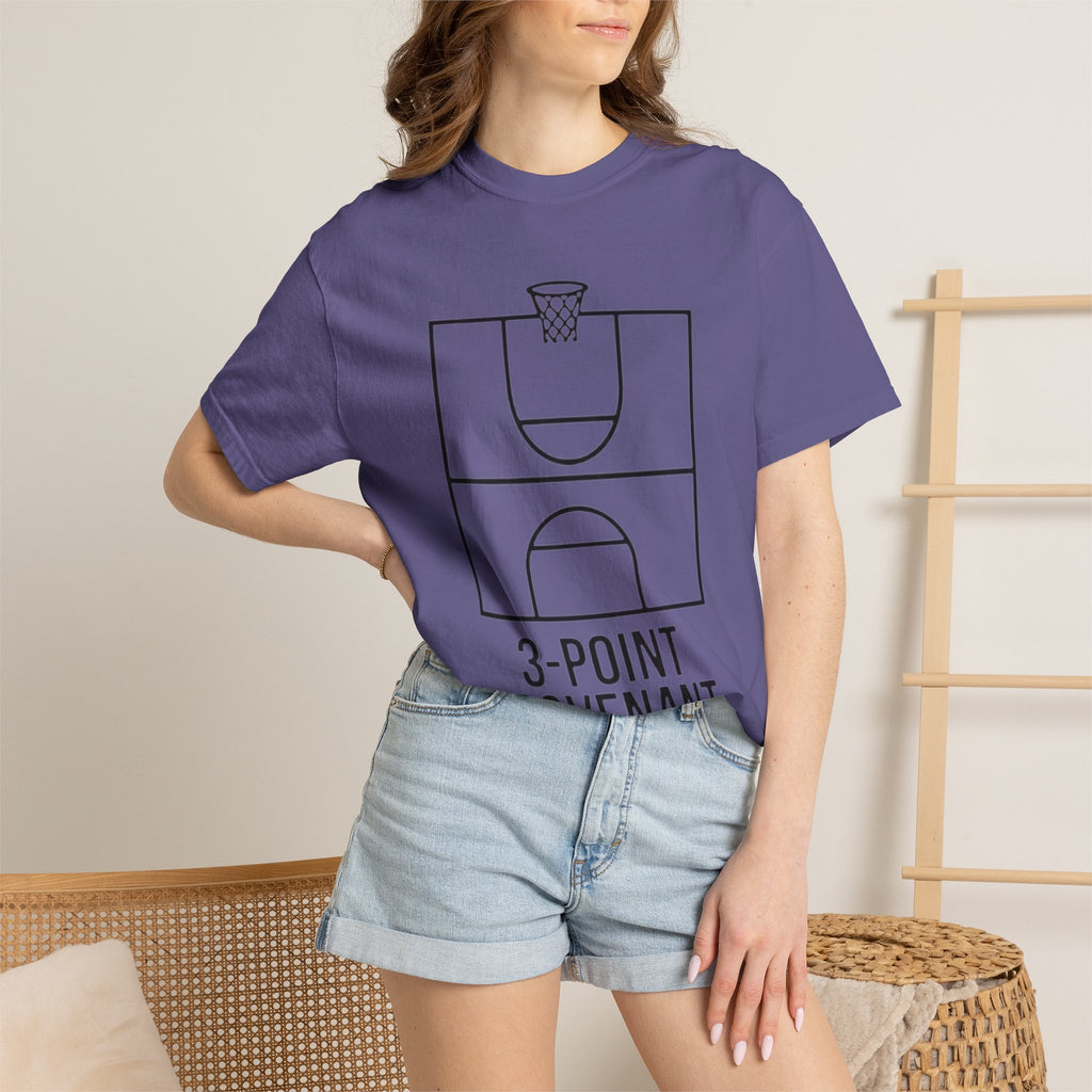 “3‑Point Covenant: Faith, Family, Free Throws" Unisex Garment-Dyed T-shirt