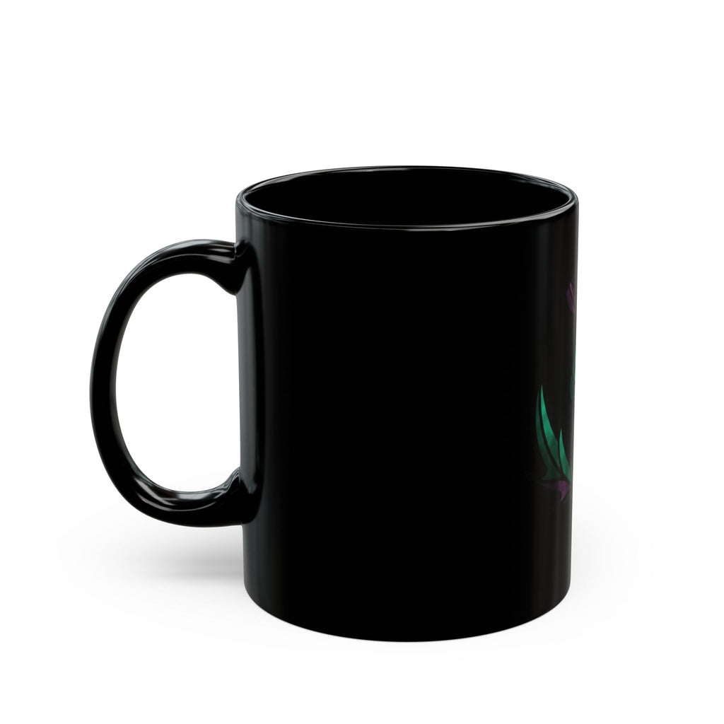 "Stained Glass Floral" Black Ceramic Mug — Graphic