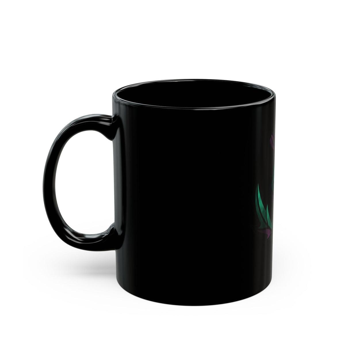 "Stained Glass Floral" Black Ceramic Mug — Graphic