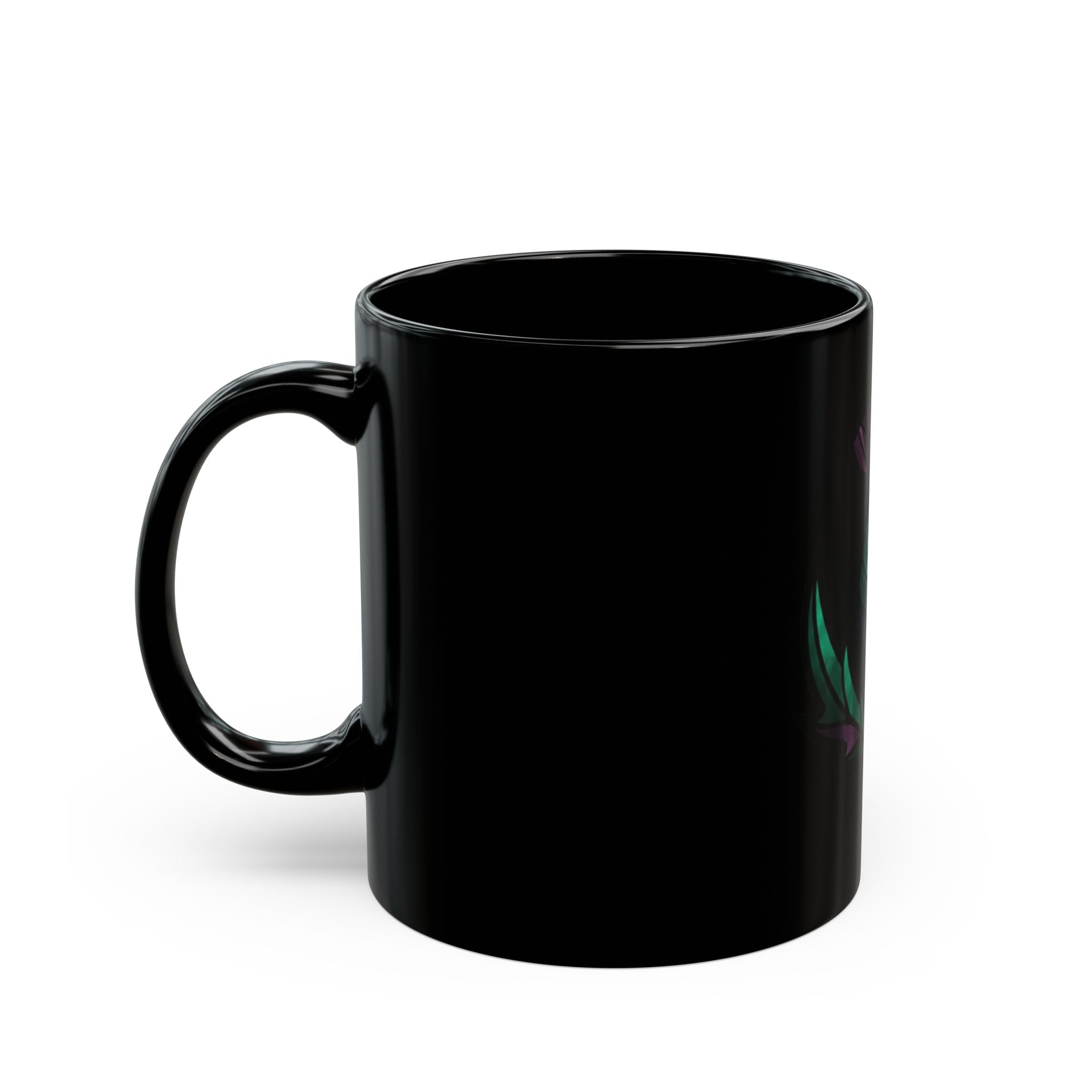 "Stained Glass Floral" Black Ceramic Mug — Graphic