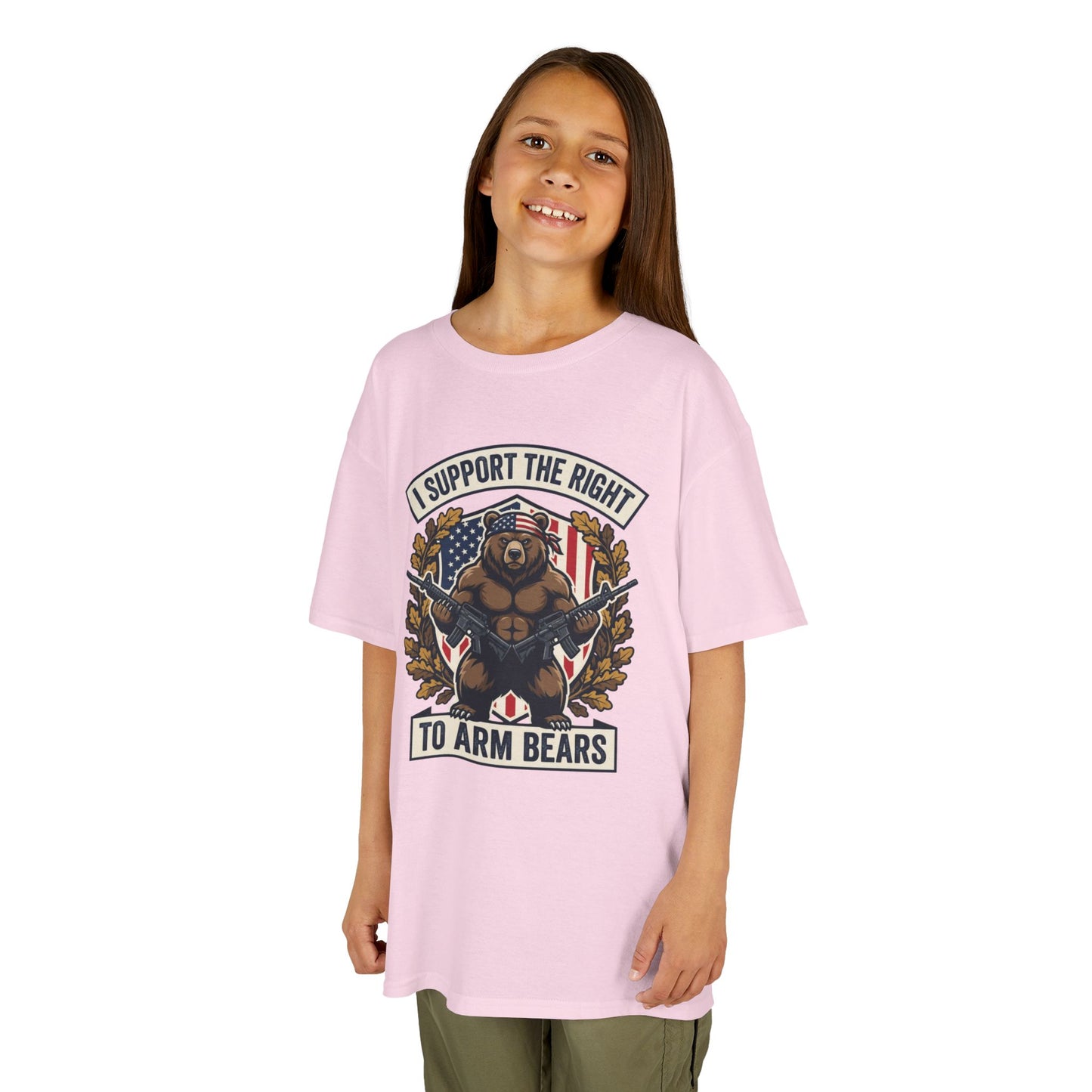 Kids T‑Shirt — "I Support The Right To Arm Bears" Patriotic Bear Graphic Tee