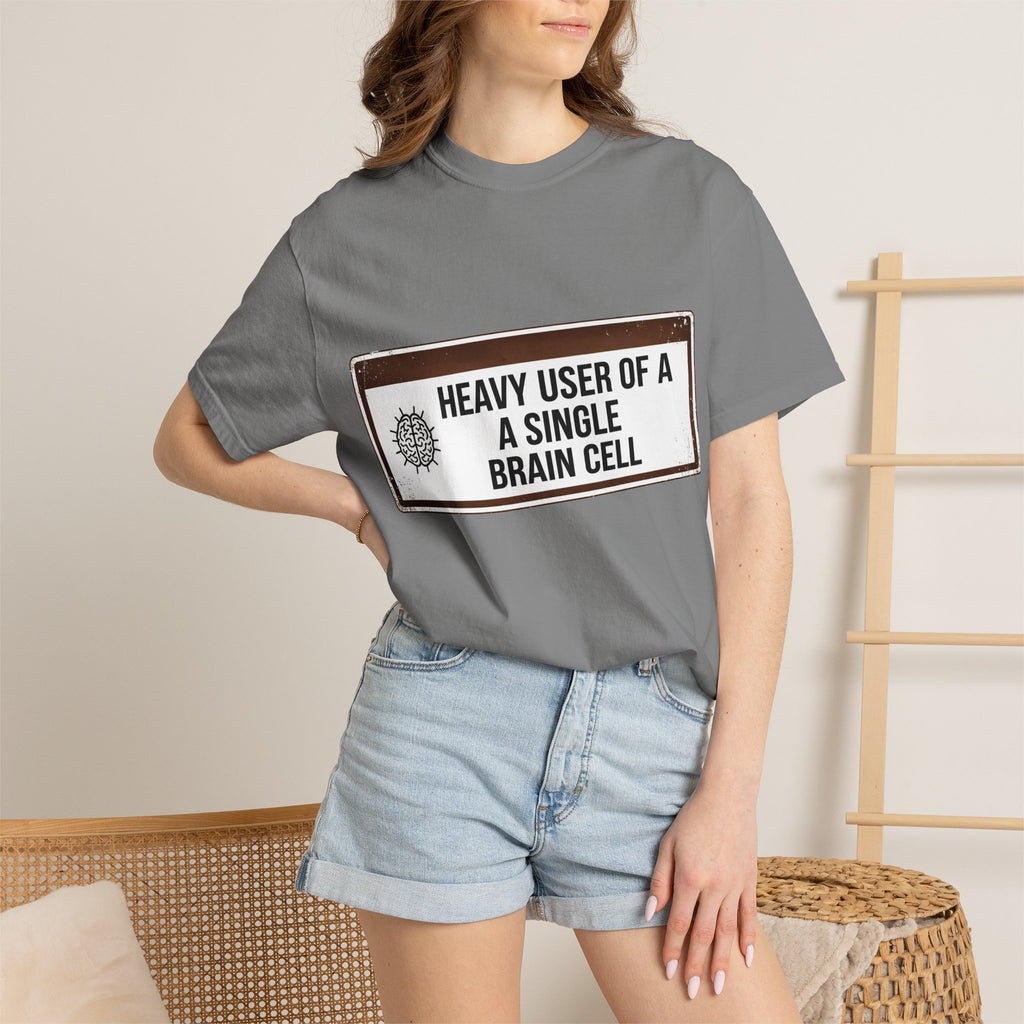 “Heavy User of a Single Brain Cell” Unisex Garment-Dyed T-shirt