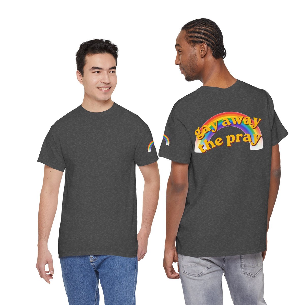 Color: Dark Heather | Gay Away the Pray Premium Graphic Tee