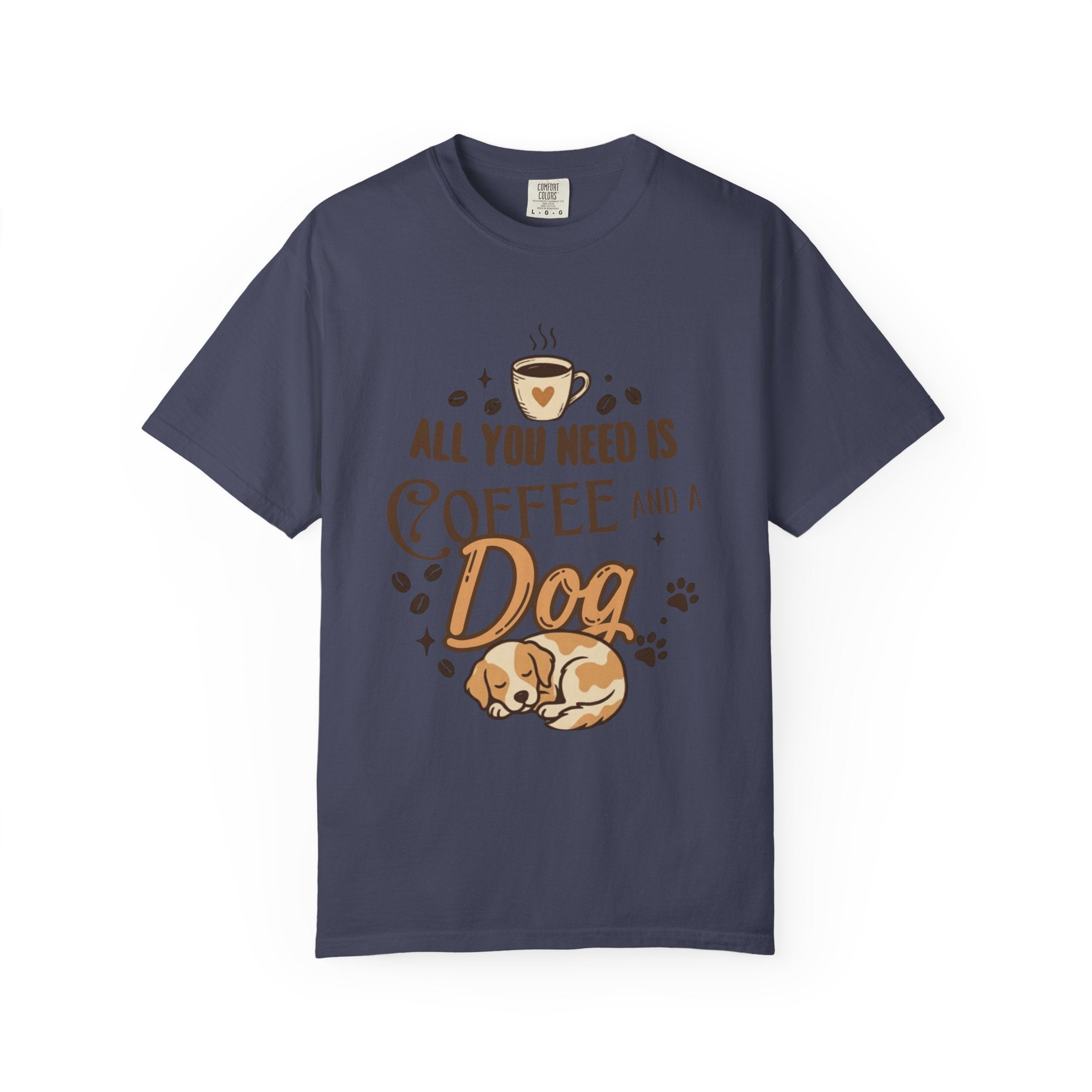 "Coffee and a Dog" Unisex Garment-Dyed Tee