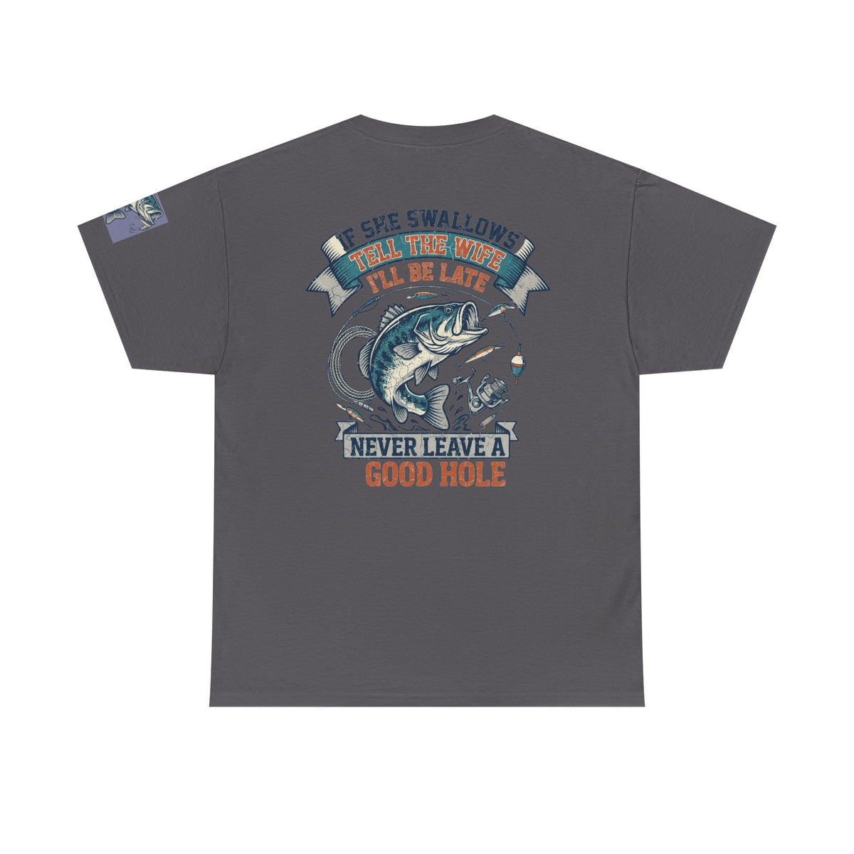 Color: Charcoal | Never Leave A Good Hole Premium Graphic Tee