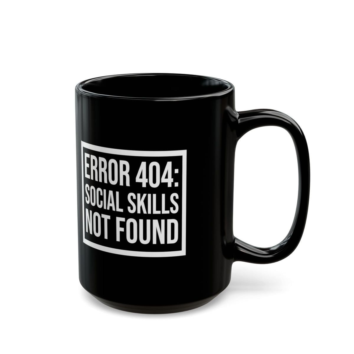 "Social Skills Not Found" Black Ceramic Mug