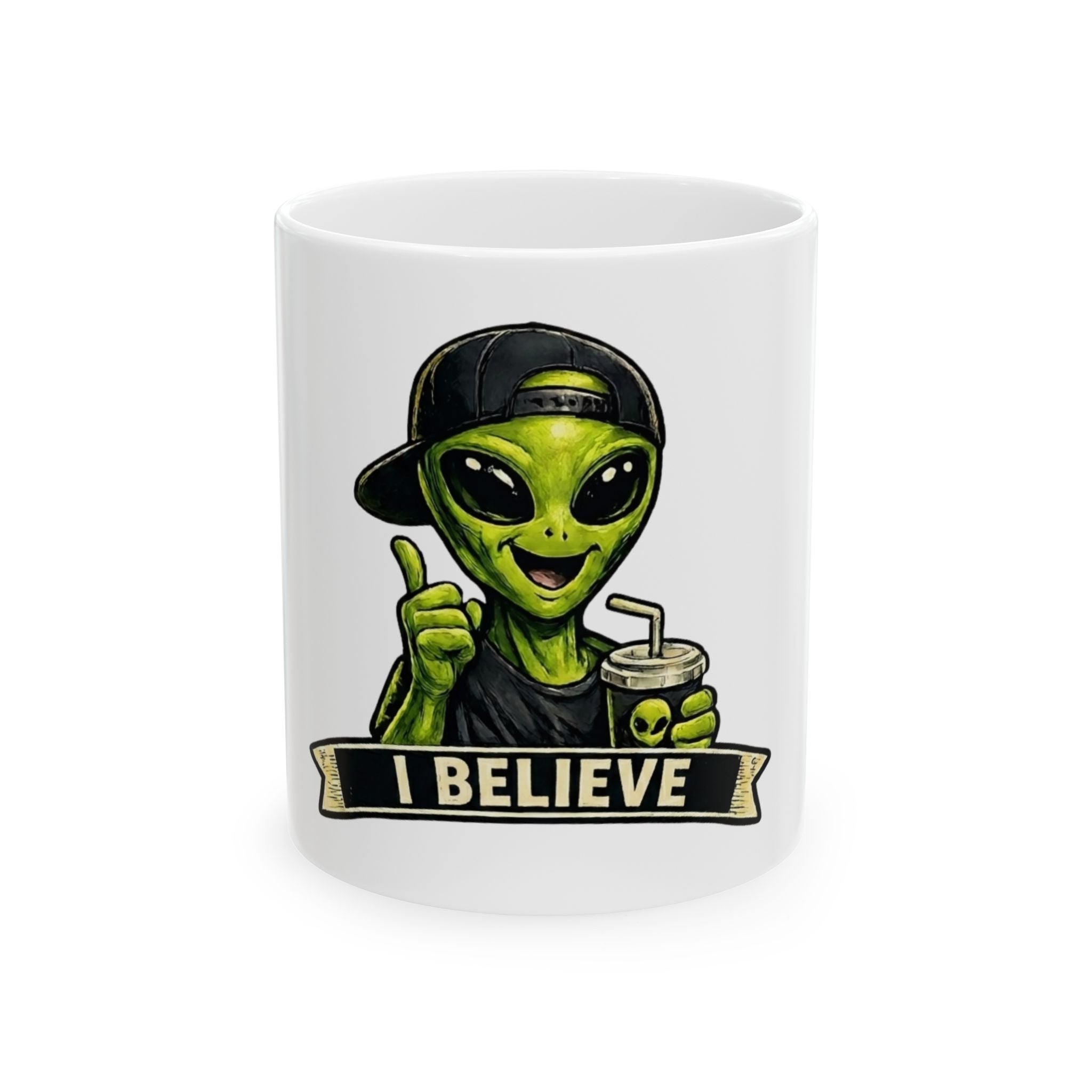 "I Believe" White Ceramic Mug — Graphic
