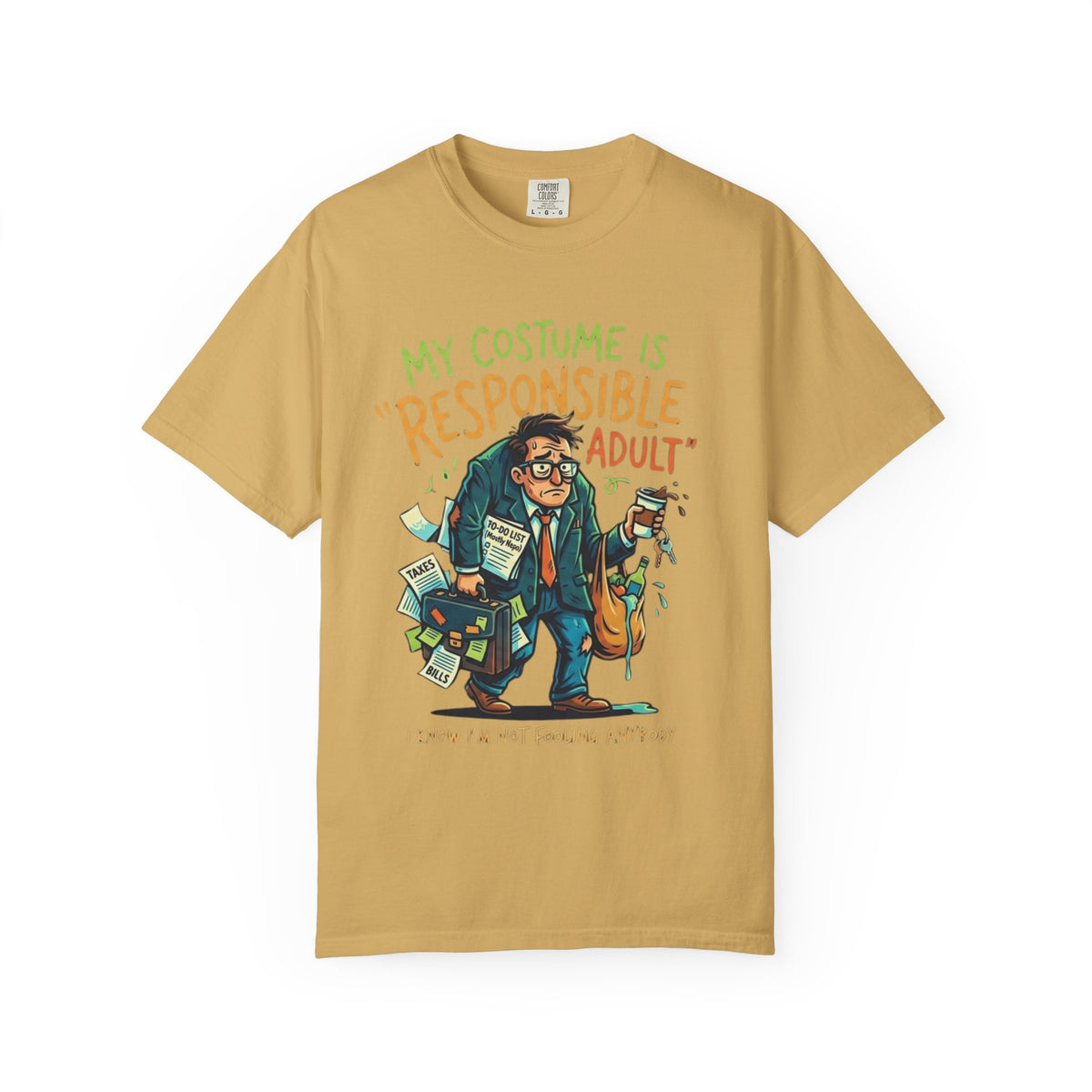 Color: Mustard | Responsible Adult Costume Unisex Garment-Dyed Tee