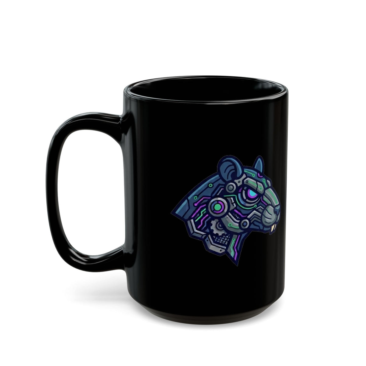 "Cyber Hamster" Black Ceramic Mug — Graphic