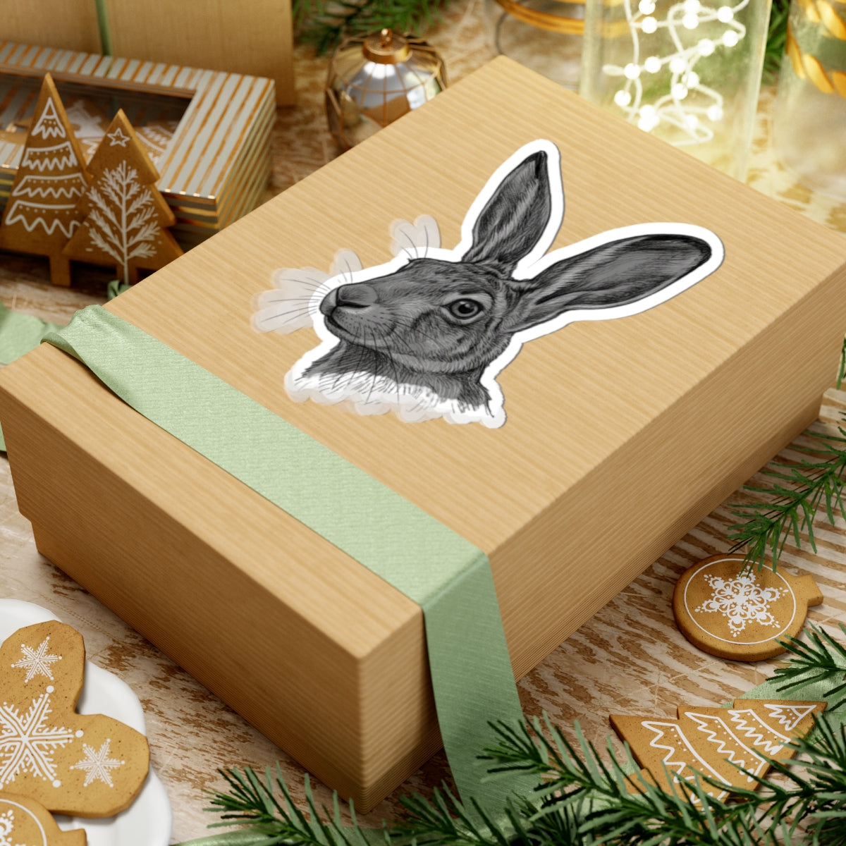 "Pencil Sketch Art Jack Rabbit" Sticker