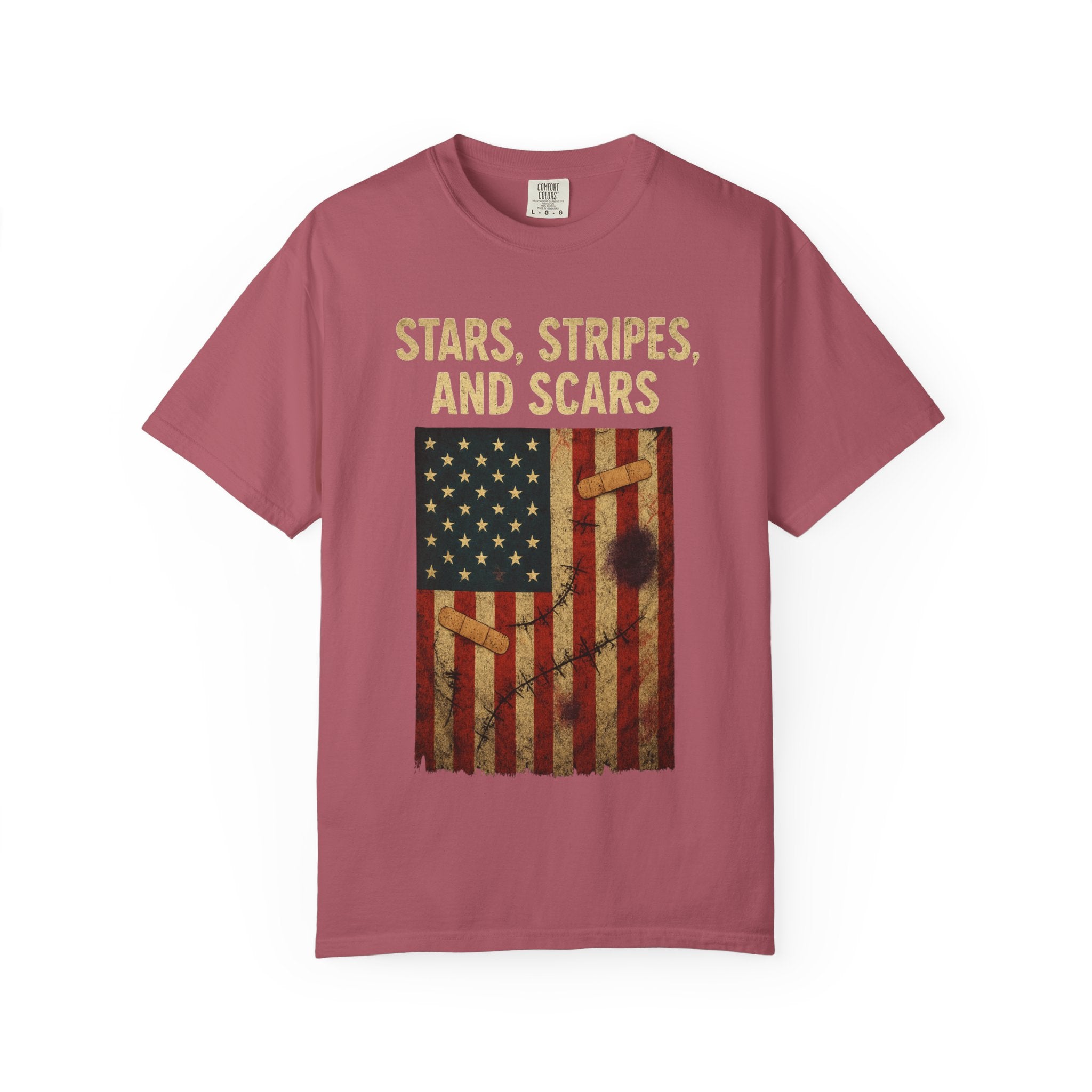 "STARS, STRIPES, AND SCARS" Unisex Garment-Dyed T-shirt