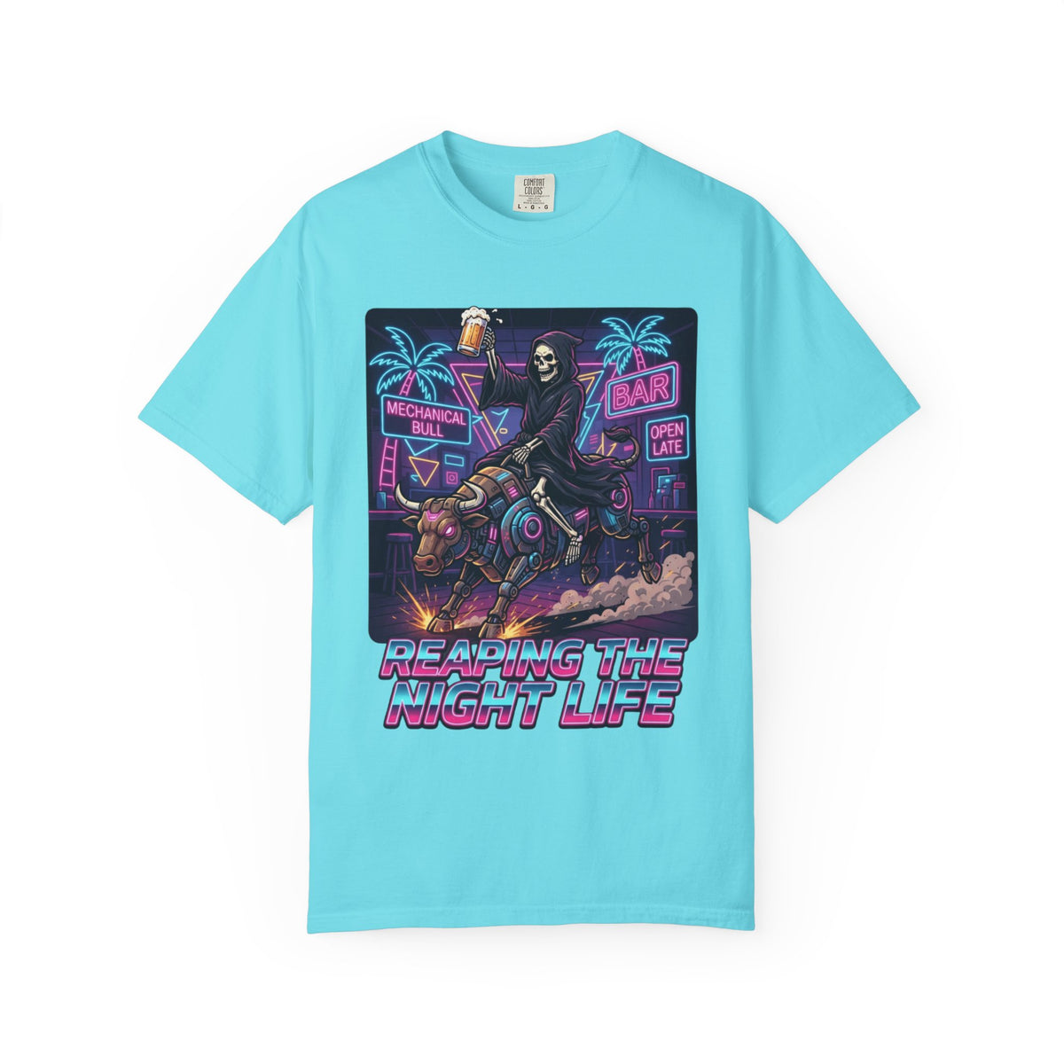 Color: Lagoon Blue | Reaping the Night Life Unisex Garment-Dyed Tee