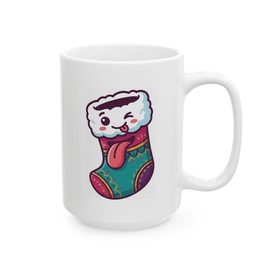 "My Stocking Is Hungry" White Ceramic Mug — Graphic