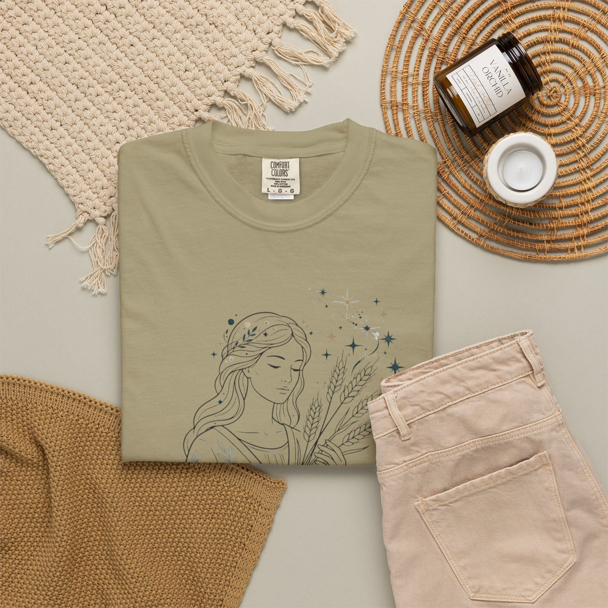 "Virgo The Wheat Maiden" Unisex Garment-Dyed Tee