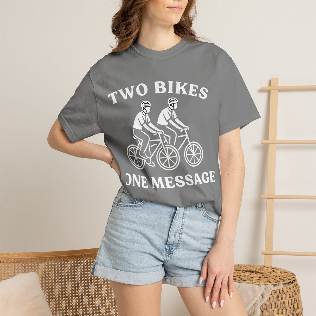 "Two Bikes, One Message" Unisex Garment-Dyed T-shirt