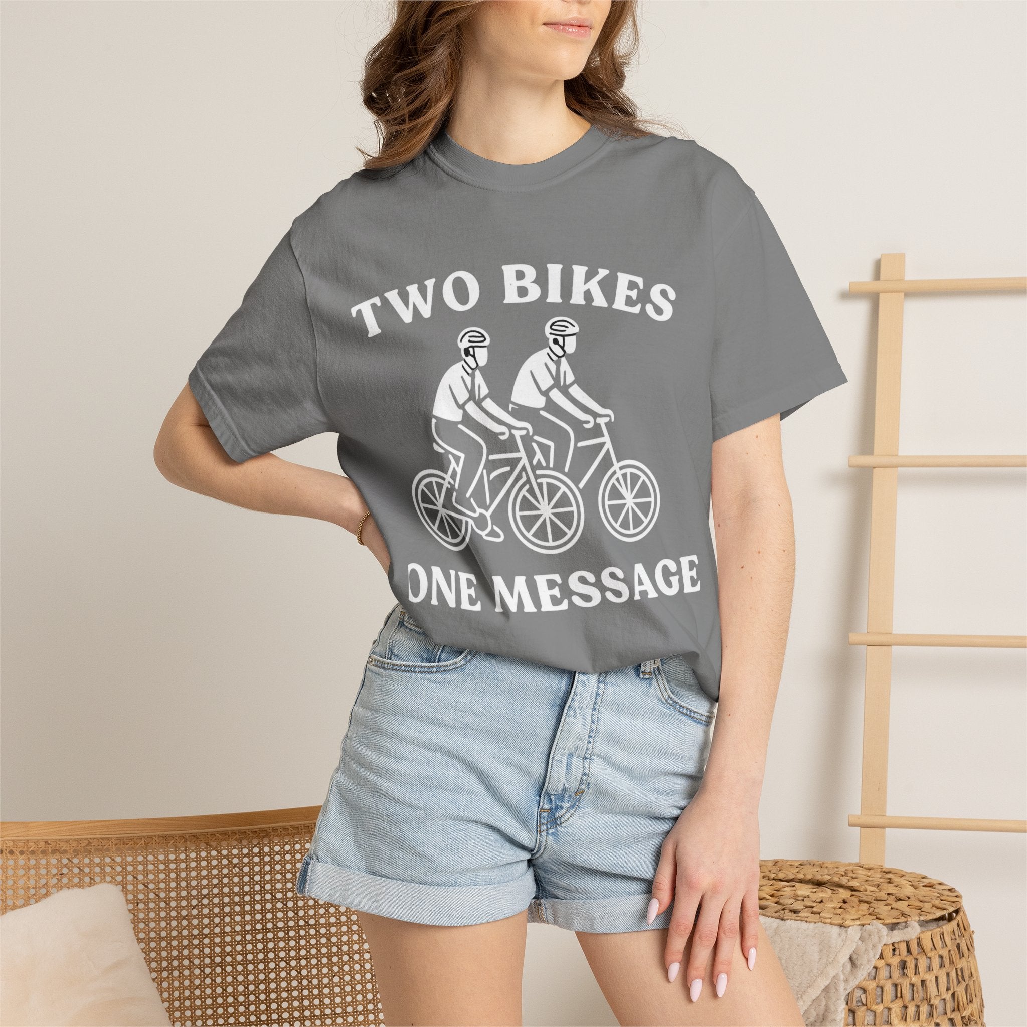 "Two Bikes, One Message" Unisex Garment-Dyed T-shirt