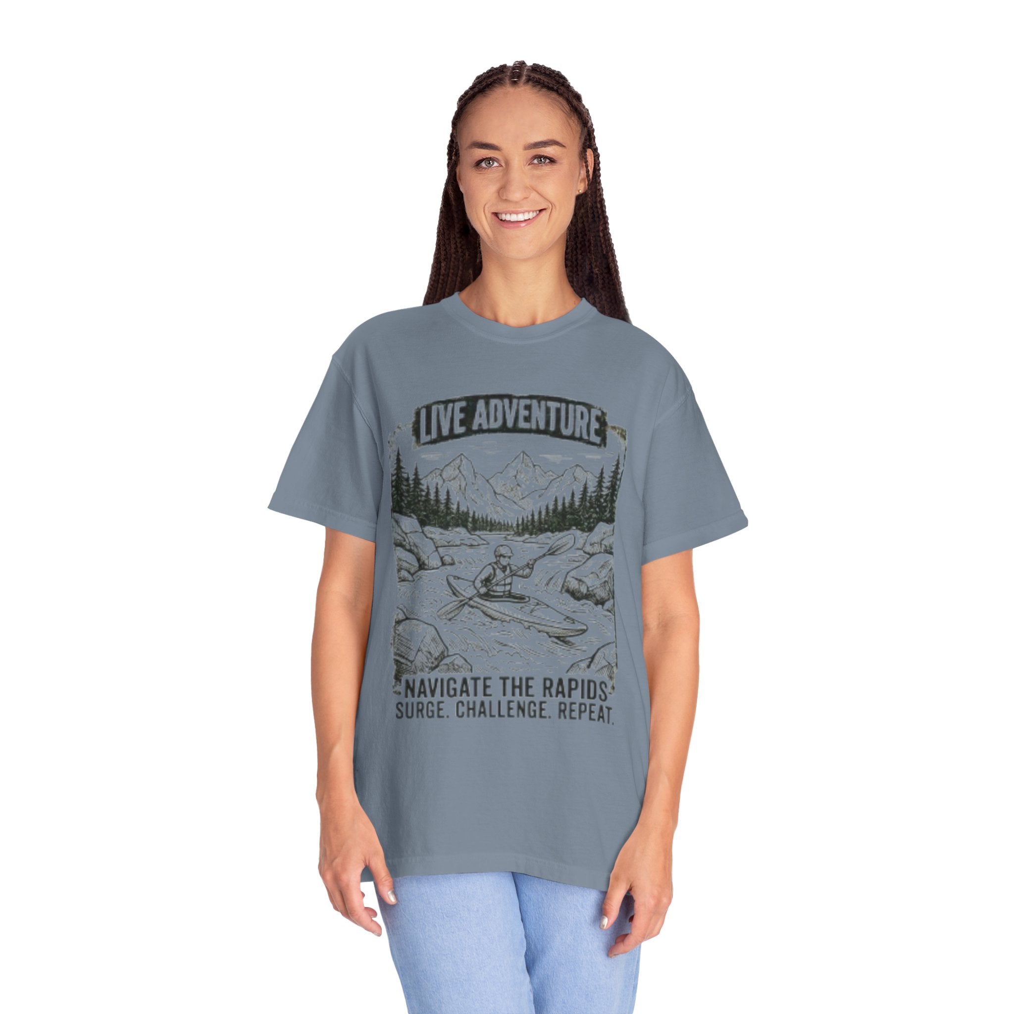 "Live Adventure - Kayak" Unisex Garment-Dyed Tee