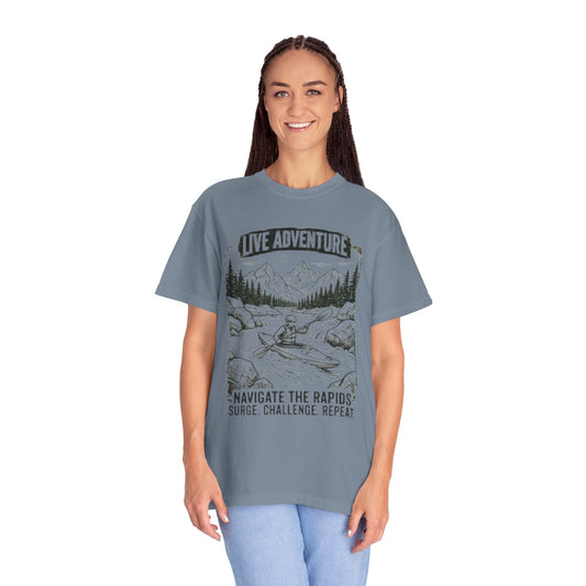"Live Adventure - Kayak" Unisex Garment-Dyed Tee
