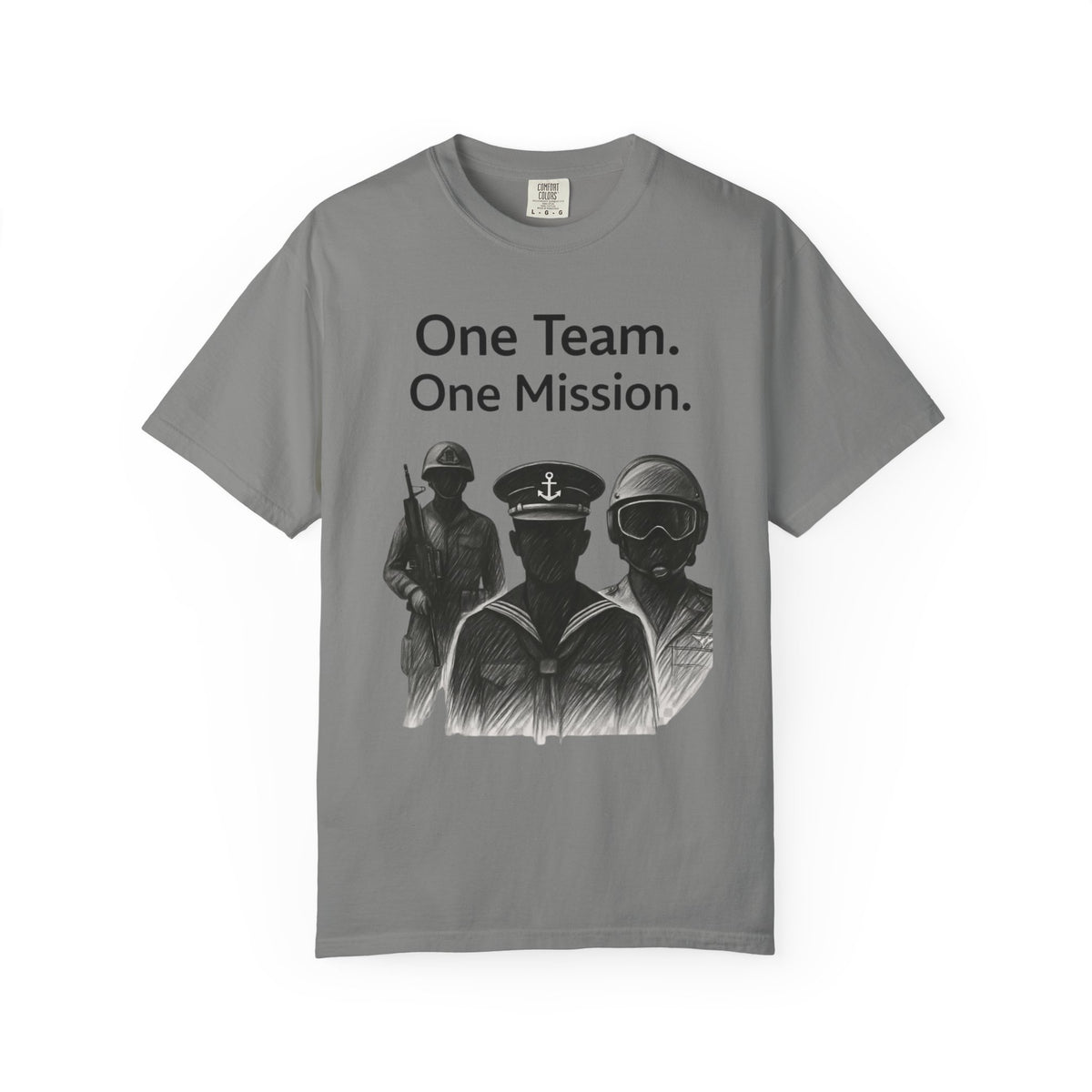 Color: Granite | One Team One Mission Unisex Garment-Dyed T-shirt