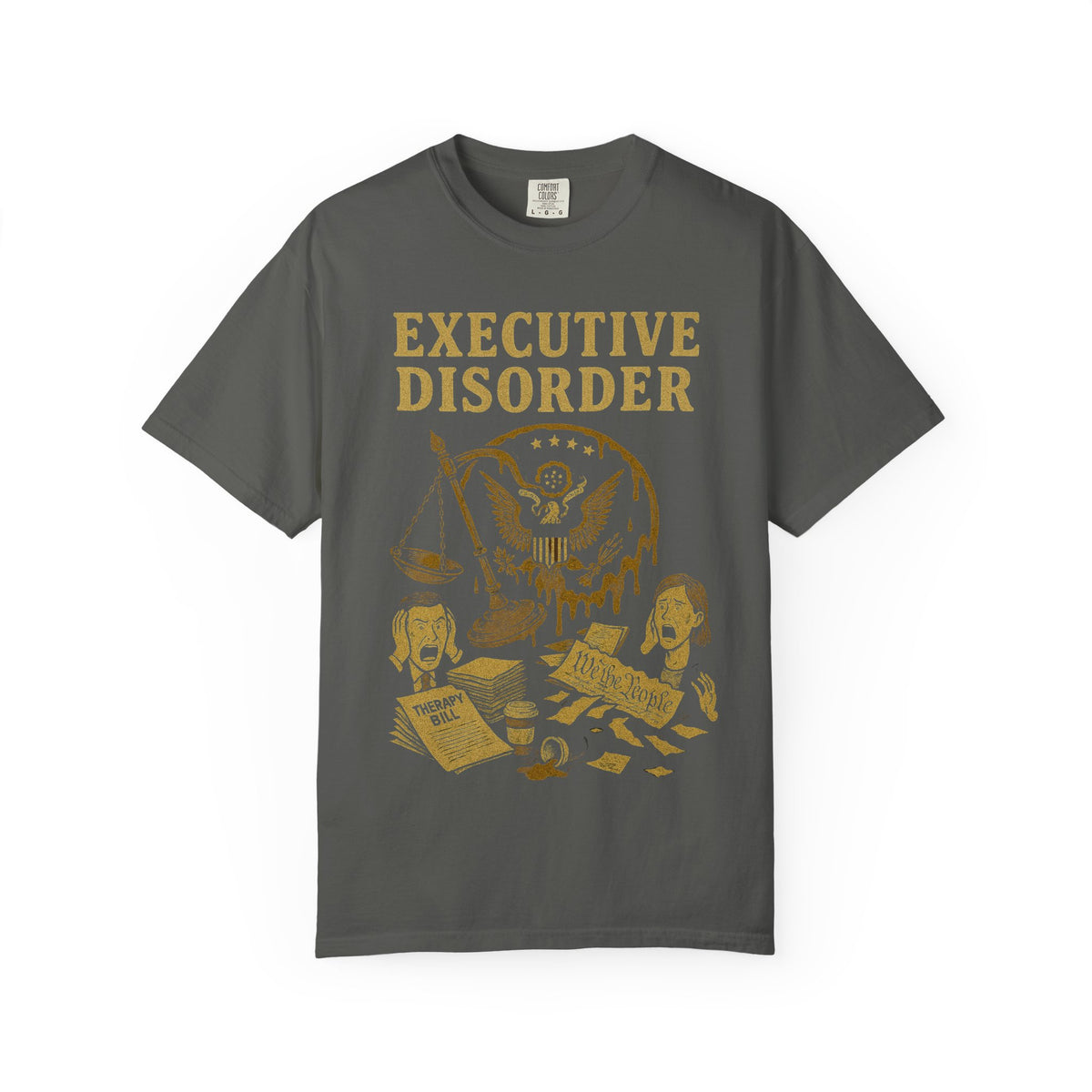 Color: Pepper | Executive Disorder Unisex Garment-Dyed T-shirt