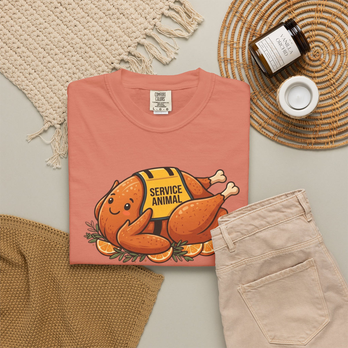 "Emotional Support Turkey" Unisex Garment-Dyed Tee
